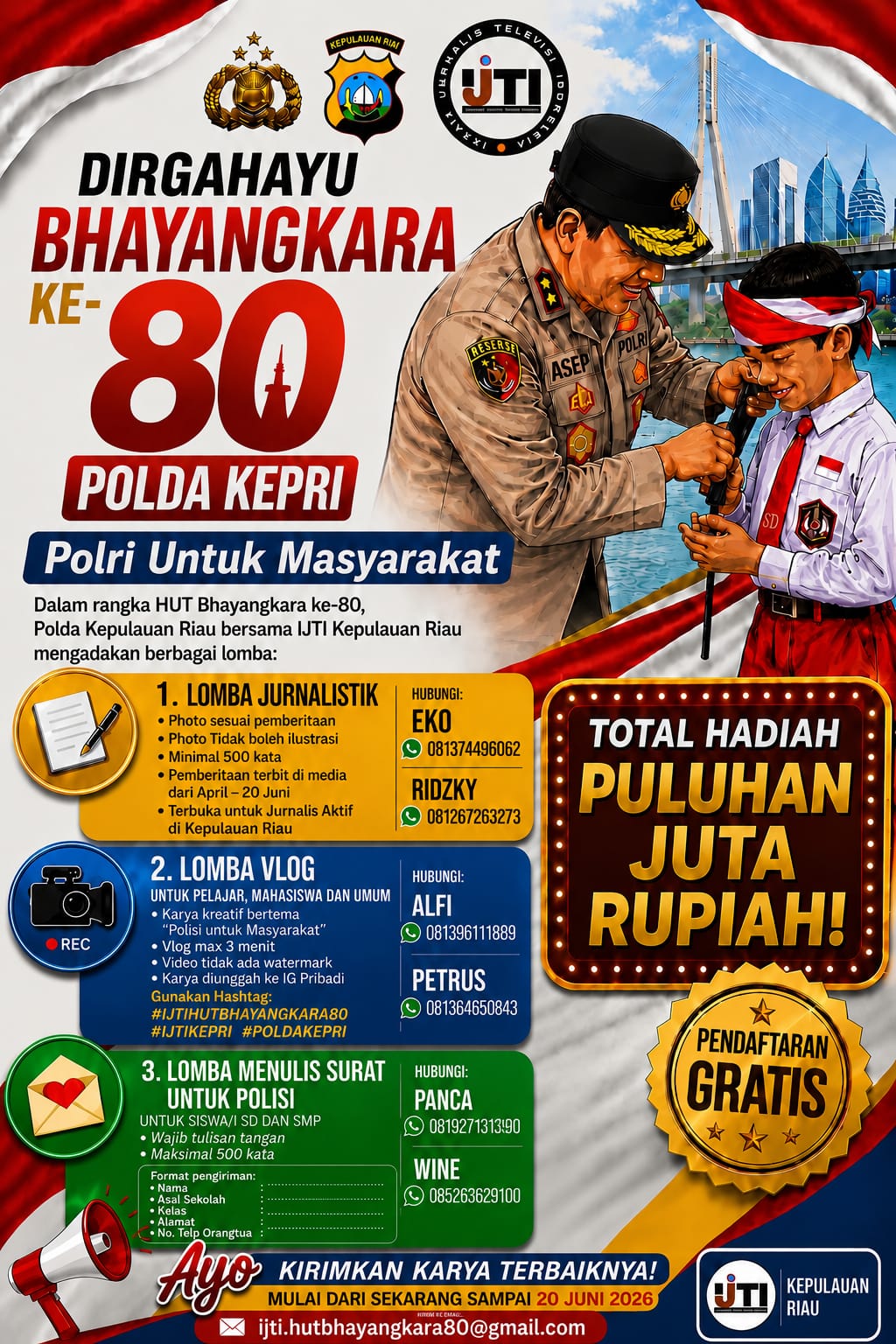 Semarak Bhayangkara ke-80, Polda Kepri Gelar Lomba Kreatif Jurnalis hingga Pelajar