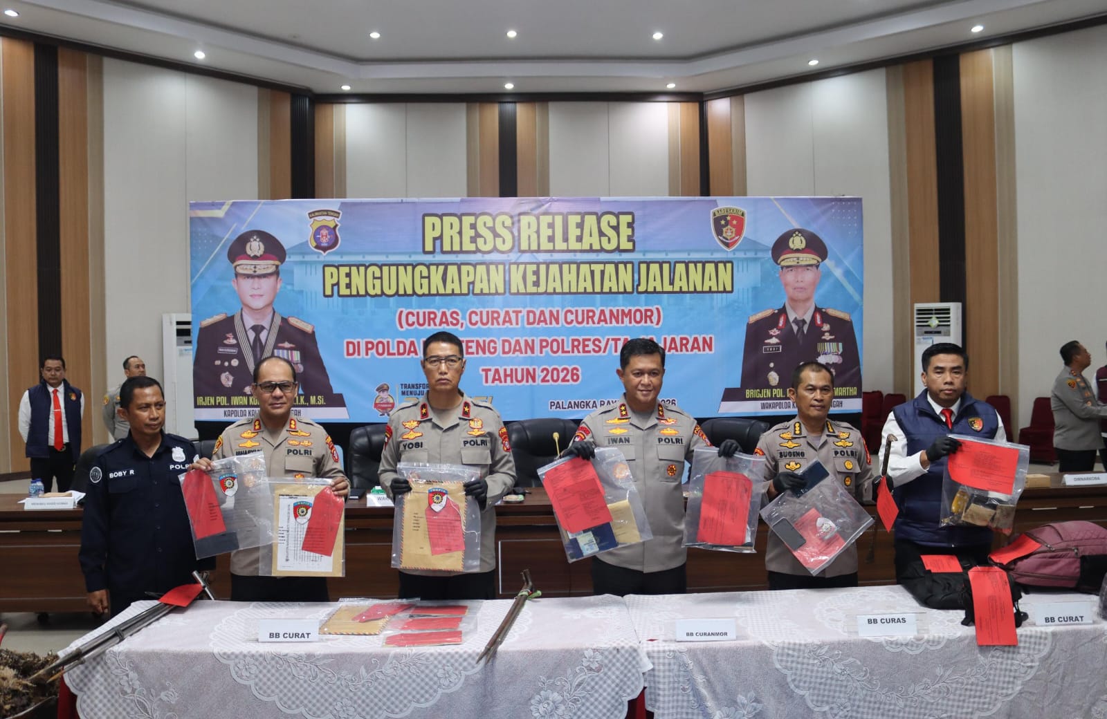 Polda Kalteng Ungkap 121 Kasus Kejahatan Jalanan Periode Januari hingga Mei 2026, 233 Tersangka Berhasil Diamankan