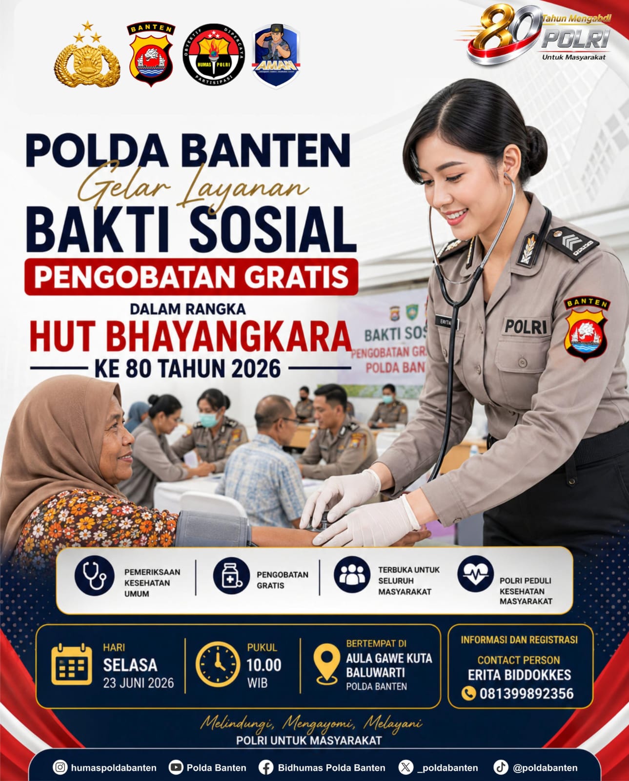 Ayo Cek Kesehatan Gratis Bersama Polda Banten dalam Rangka Hari Bhayangkara ke-80