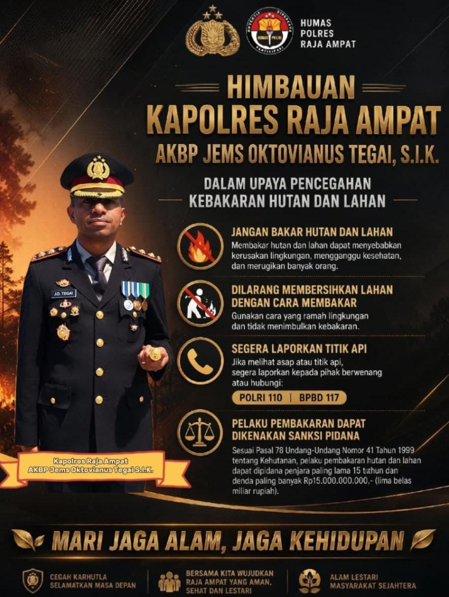 Cegah Karhutla, Kapolres Raja Ampat Ajak Masyarakat Stop Metode Bakar Lahan