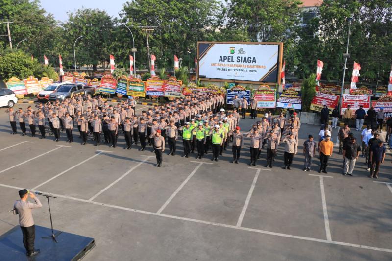 Antisipasi Kerawanan Akhir Pekan dan Agenda Nasional, Polres Metro Bekasi Kota Gelar Apel Siaga