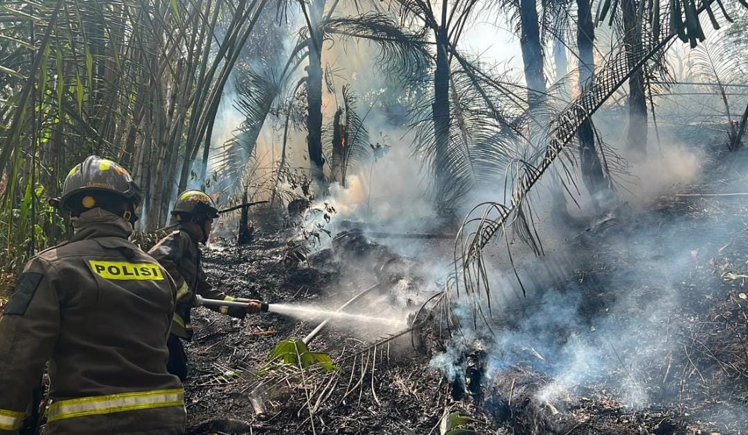 Medan Curam Tak Ciutkan Nyali: Polda Gorontalo dan Tim Gabungan Berjibaku Padamkan Karhutla di Desa Alale