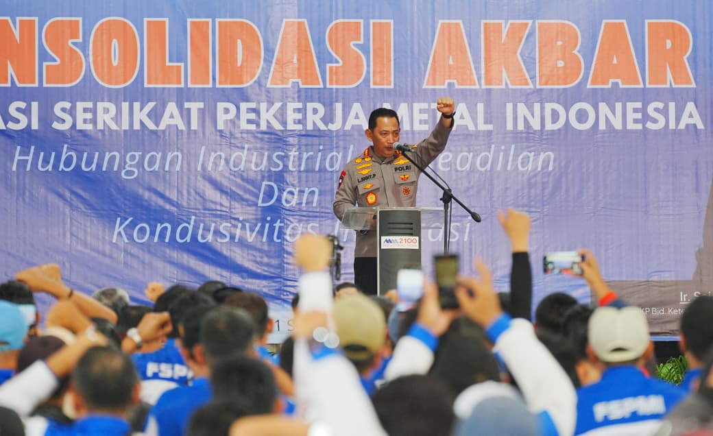 Gandeng Ribuan Buruh di Bekasi, Kapolri Sebut Stabilitas Keamanan Syarat Utama Investasi