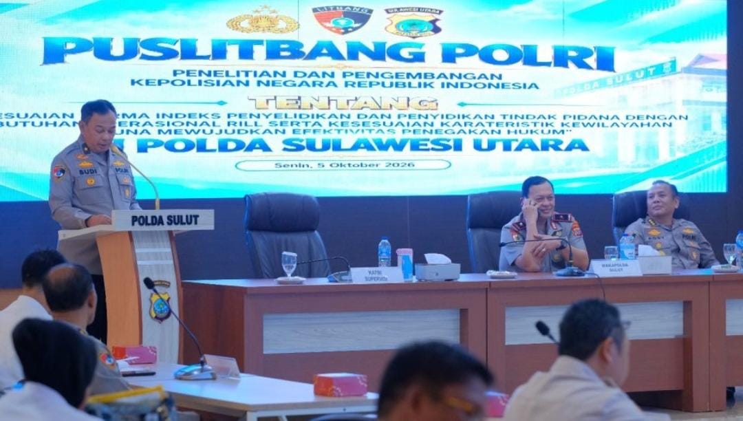 Tingkatkan Profesionalisme, Puslitbang Polri Gelar Penelitian Terkait Norma Indeks Penyelidikan dan Penyidikan di Polda Sulut