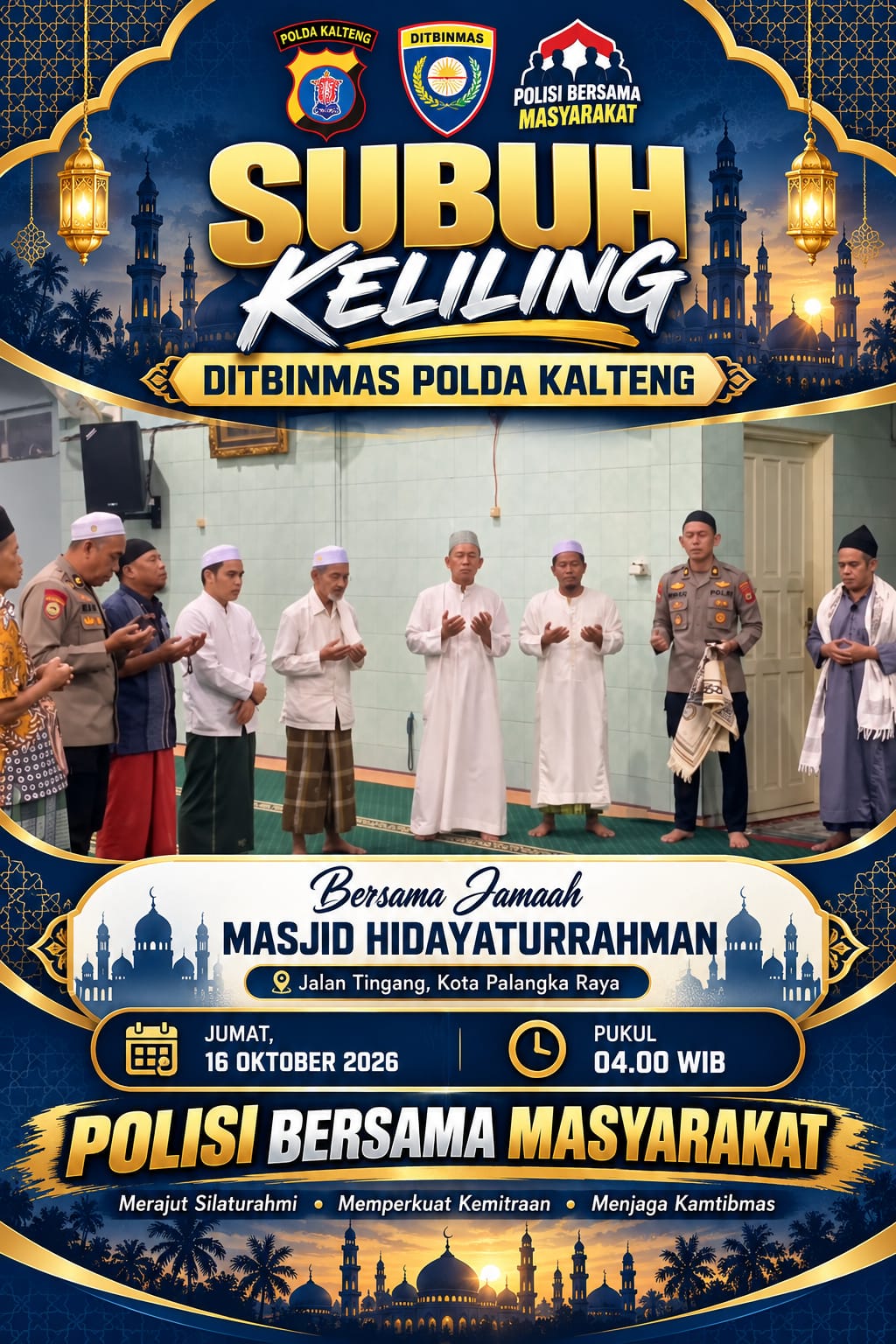 Subuh Keliling Ditbinmas Polda Kalteng di Masjid Hidayaturrahman Palangka Raya, Perkuat Kedekatan Polri Dengan Masyarakat