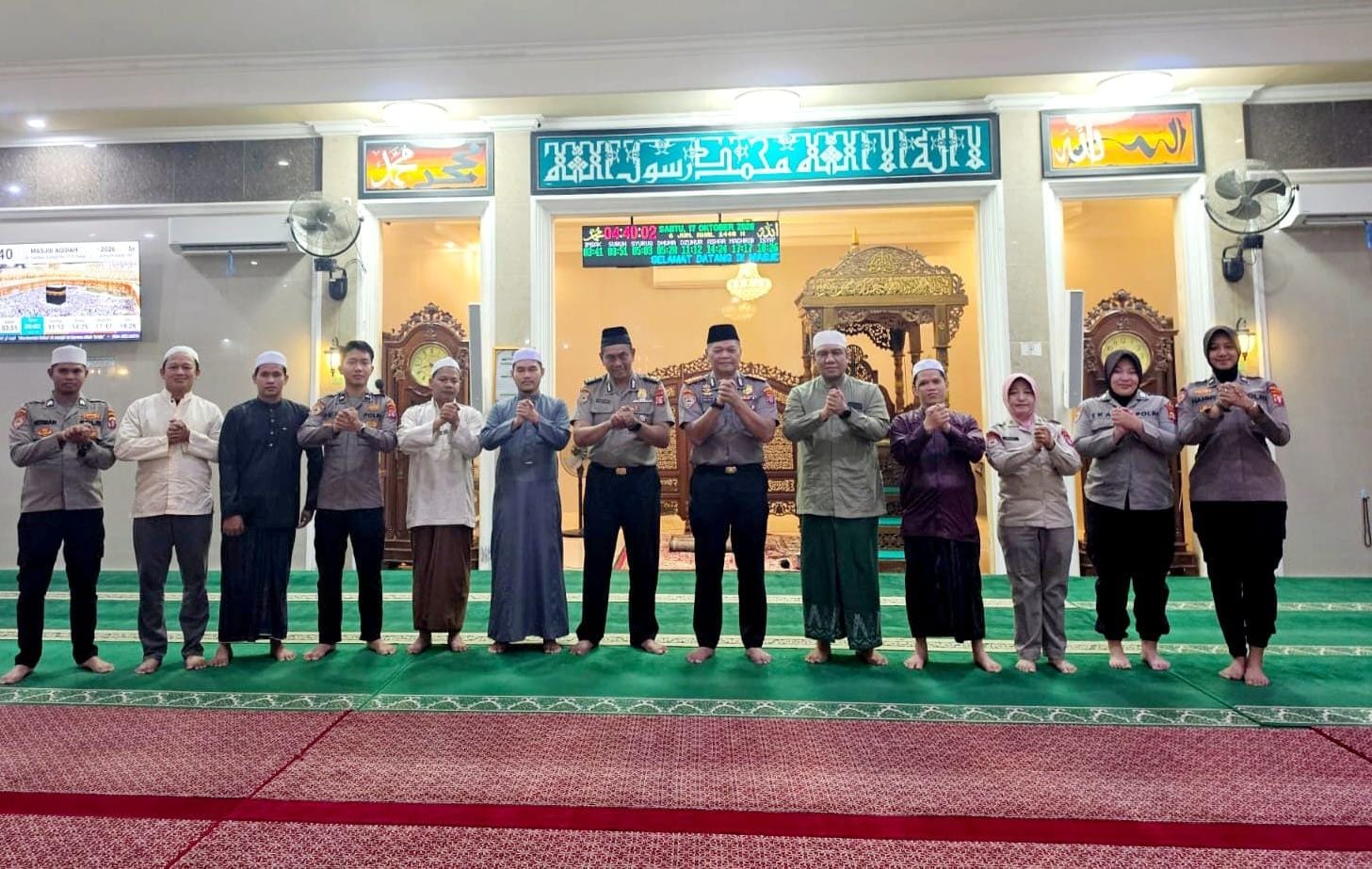 Subuh Keliling di Masjid Aqidah Palangka Raya, Dirbinmas Polda Kalteng Ajak Masyarakat Waspada Karhutla, Cegah Balapan Liar dan Jauhi Judi Online