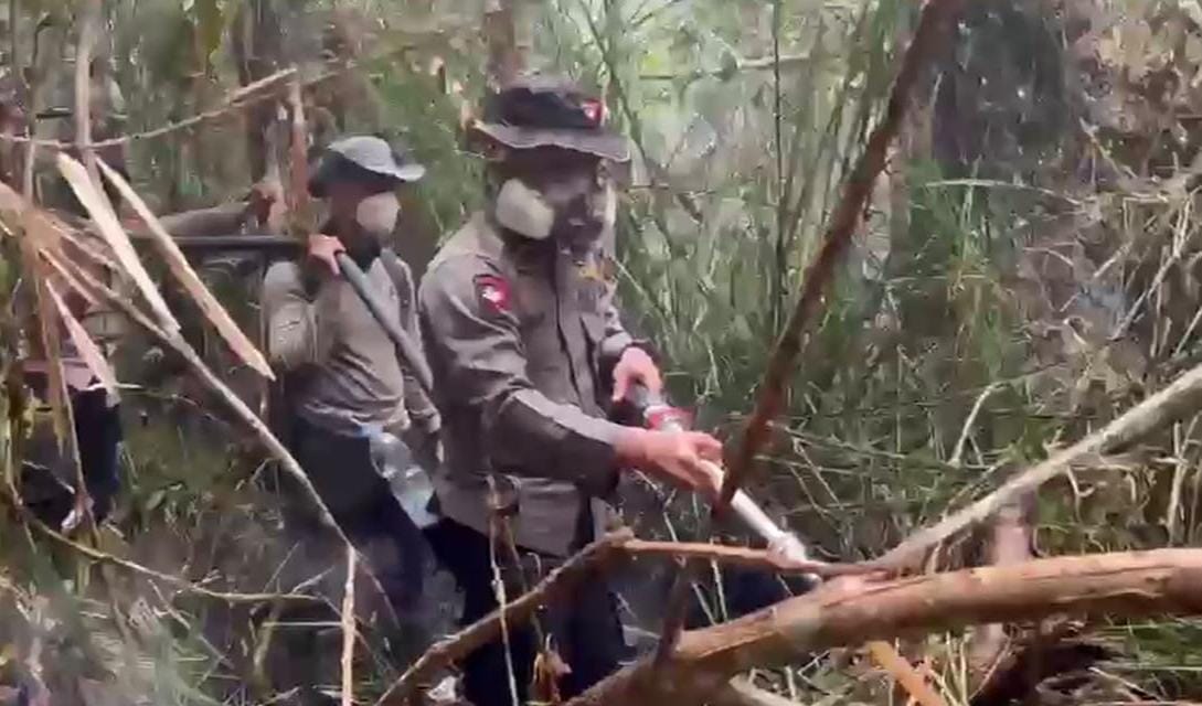 Tempuh Jarak 3,7 Km dengan Berjalan Kaki, Satgas Karhutla Polda Kalteng Berjuang Padamkan Api di Taman Nasional Tanjung Puting