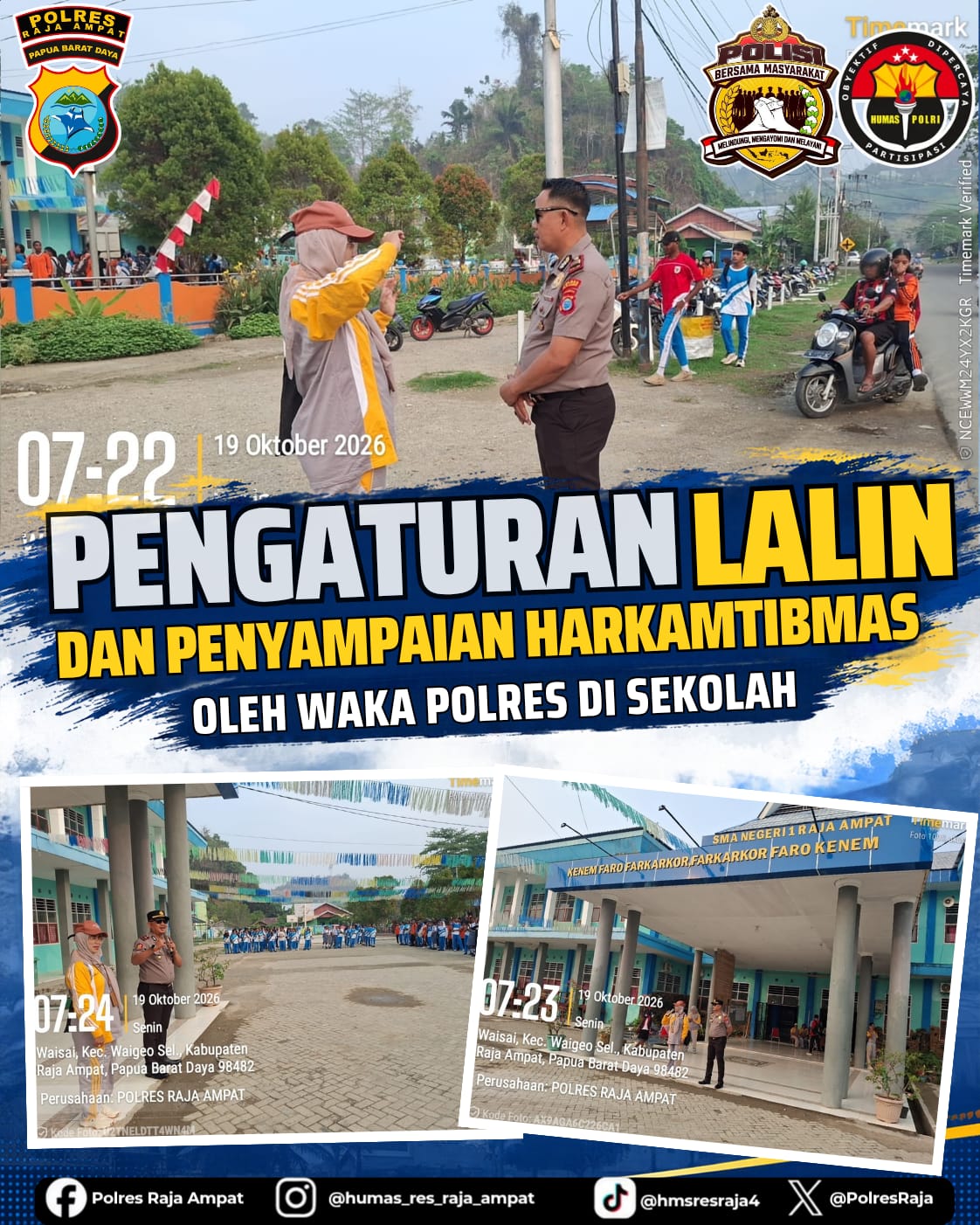 Dukung Program Quick Wins Kapolri, Wakapolres Raja Ampat Pimpin Gatur Lalin dan Jadi Pembina Apel di SMAN 1