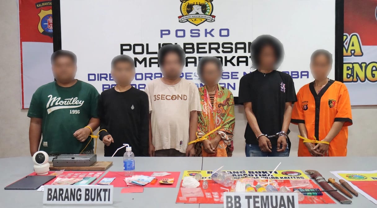 Kembali Gerebek Narkoba di Puntun, Polda Kalteng Amankan 6 Pelaku dan 56 Paket Sabu